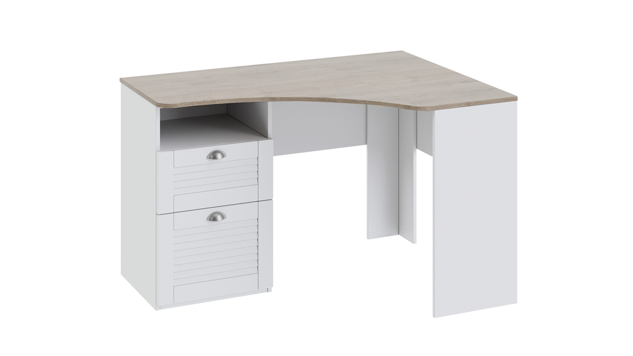 Угловой письменный стол с ящиками «Ривьера» (Дуб Бонифацио/Белый)
