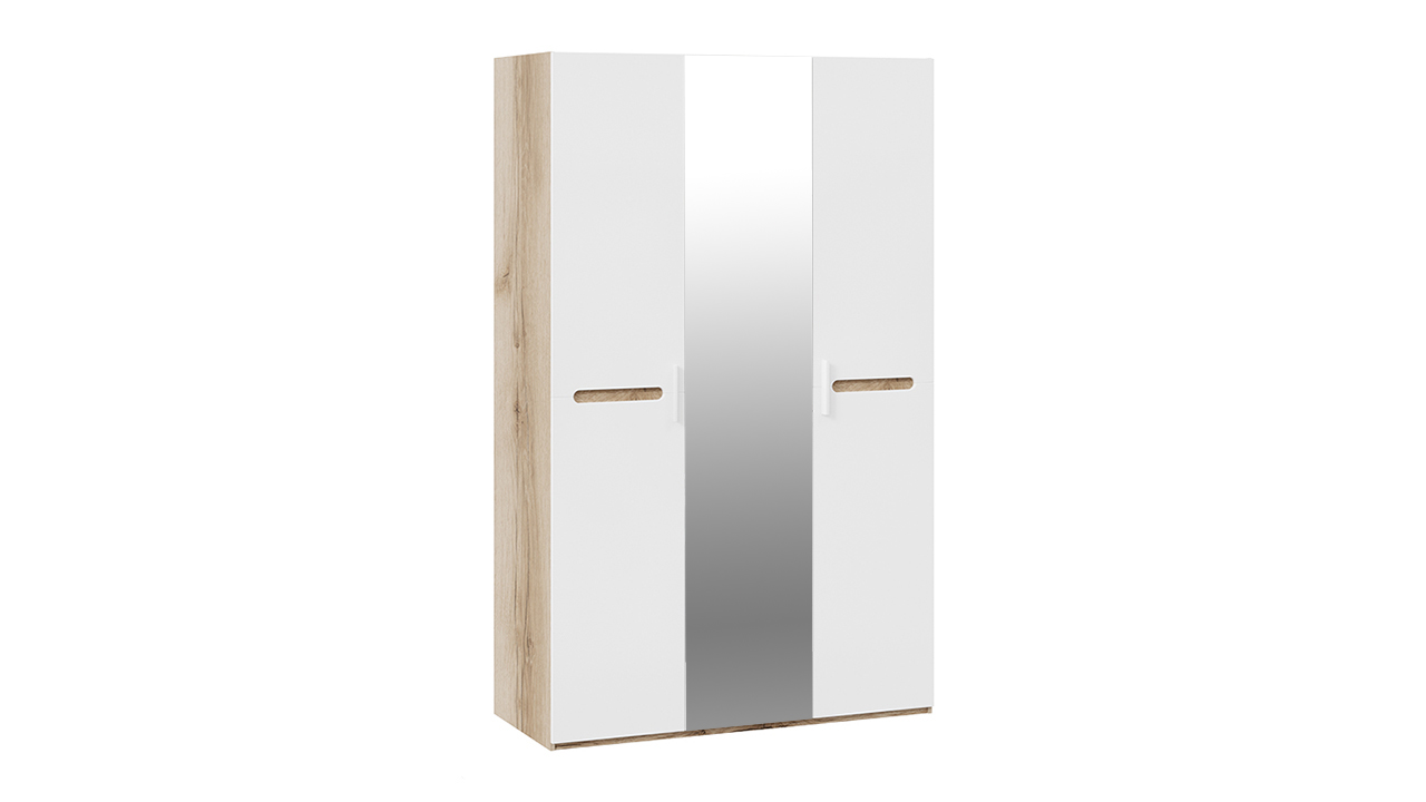 Шкаф комбинированный с 3 дверями «Фьюжн» (Белый глянец/Дуб Делано)