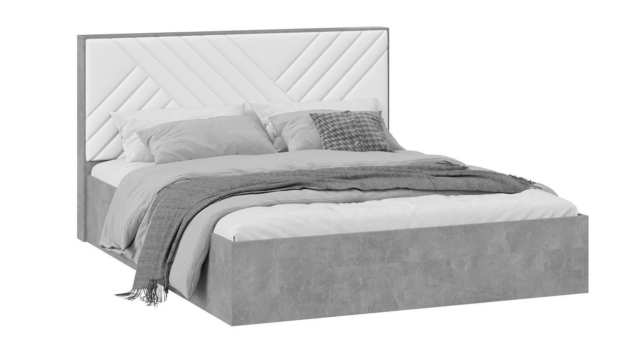 Кровать без ПМ «Хилтон» Тип 1 (без подъемного механизма) (Ателье светлый/Белый)