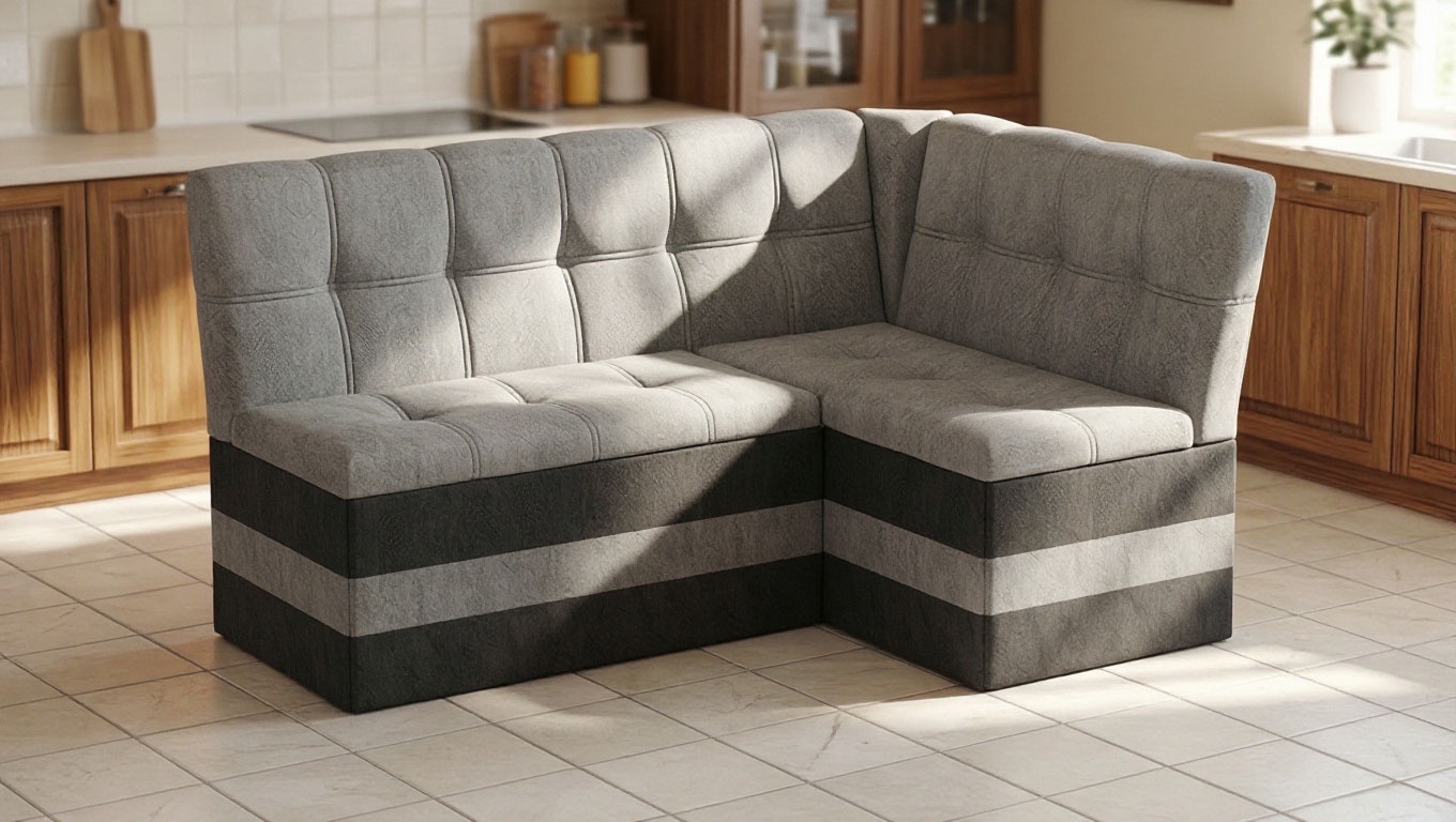 Скамья угловая «Оскар» исп. 2 (Микровелюр Wellmart Silver/Graphite)