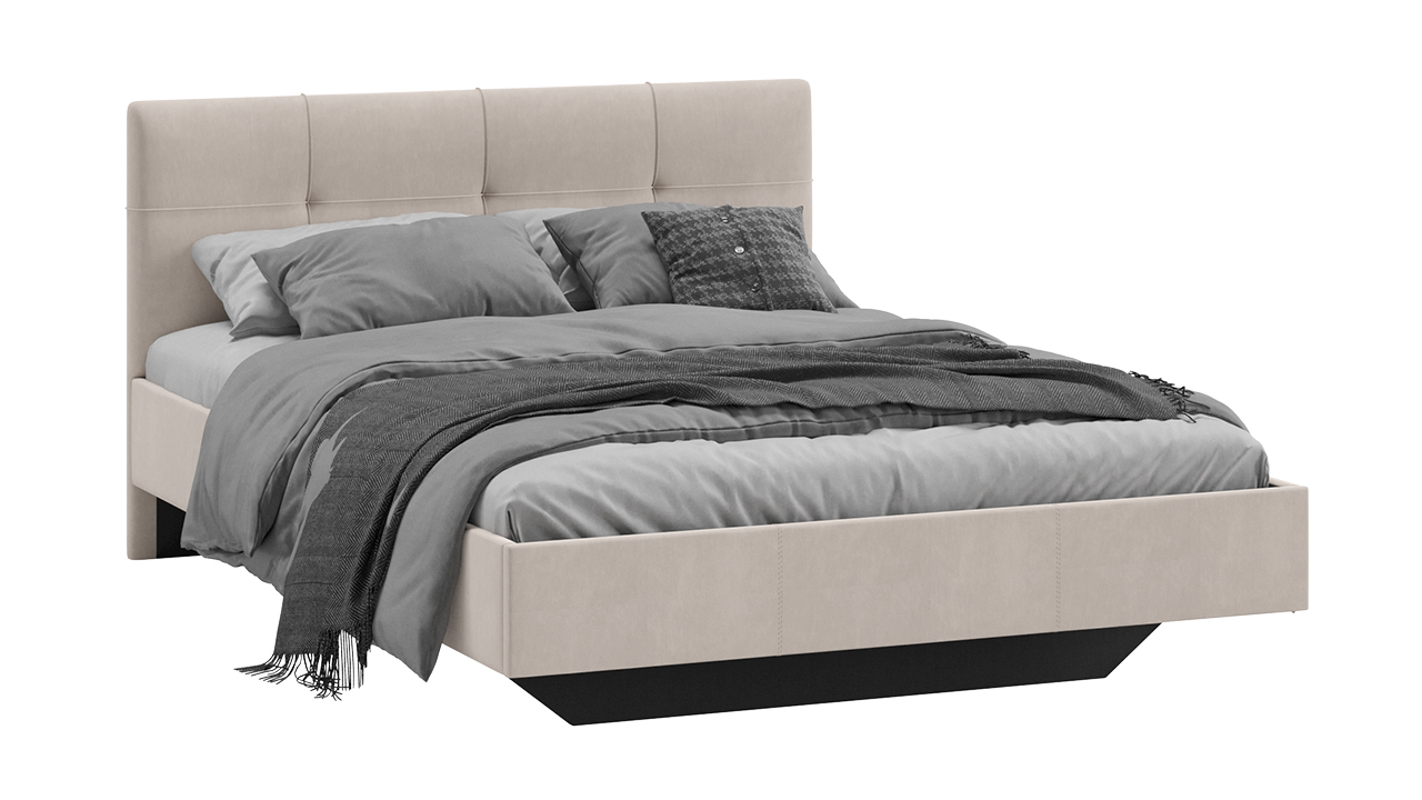 Кровать без ПМ «Элис» Тип 1 (без подъемного механизма) (Велюр бежевый) 1400