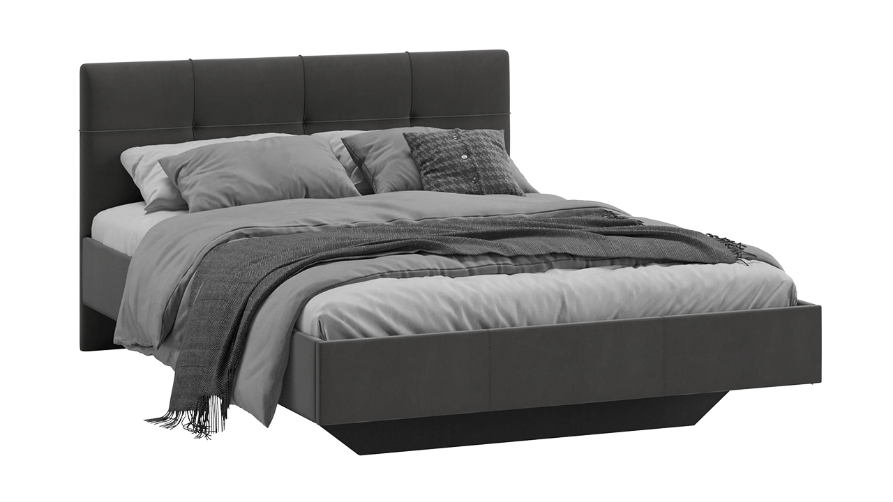 Кровать без ПМ «Элис» Тип 1 (без подъемного механизма) (Велюр Графит) 1400