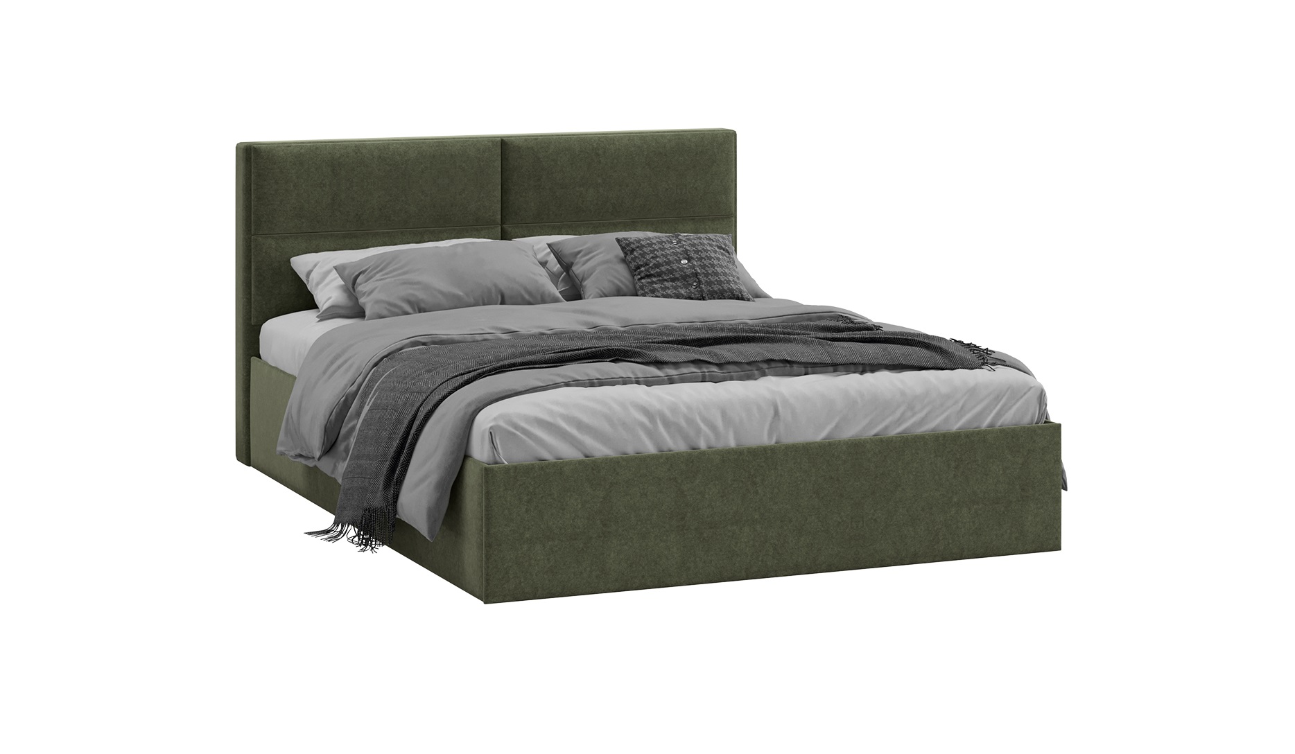 Кровать без ПМ «Глосс» Тип 1 (без подъемного механизма) (Микровелюр Jercy Deep Green)