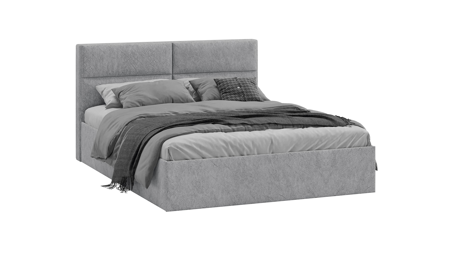Кровать без ПМ «Глосс» Тип 1 (без подъемного механизма) (Микровелюр Wellmart Silver)
