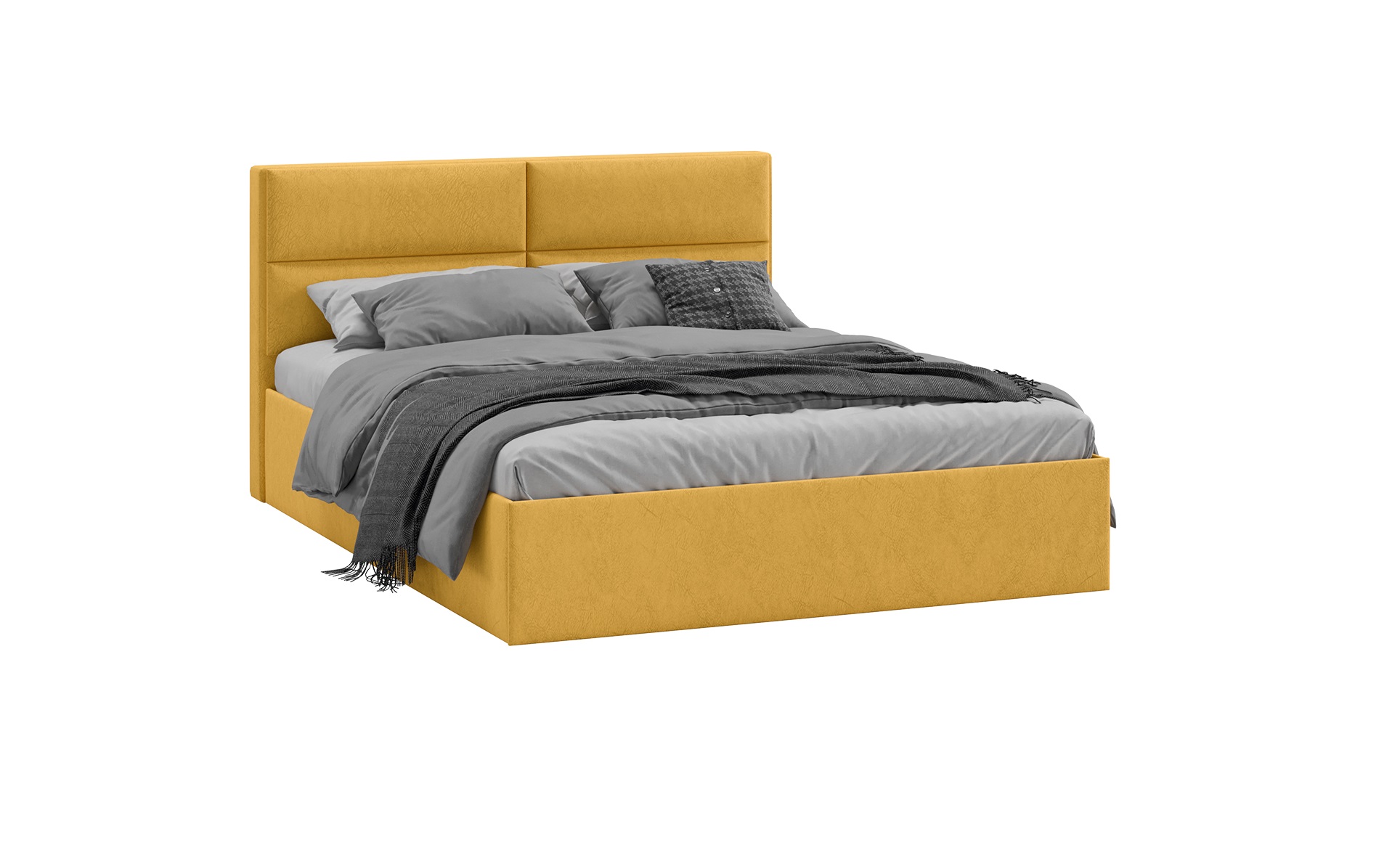 Кровать с ПМ «Глосс» Тип 1 (с подъемным механизмом) (Микровелюр Wellmart Yellow)