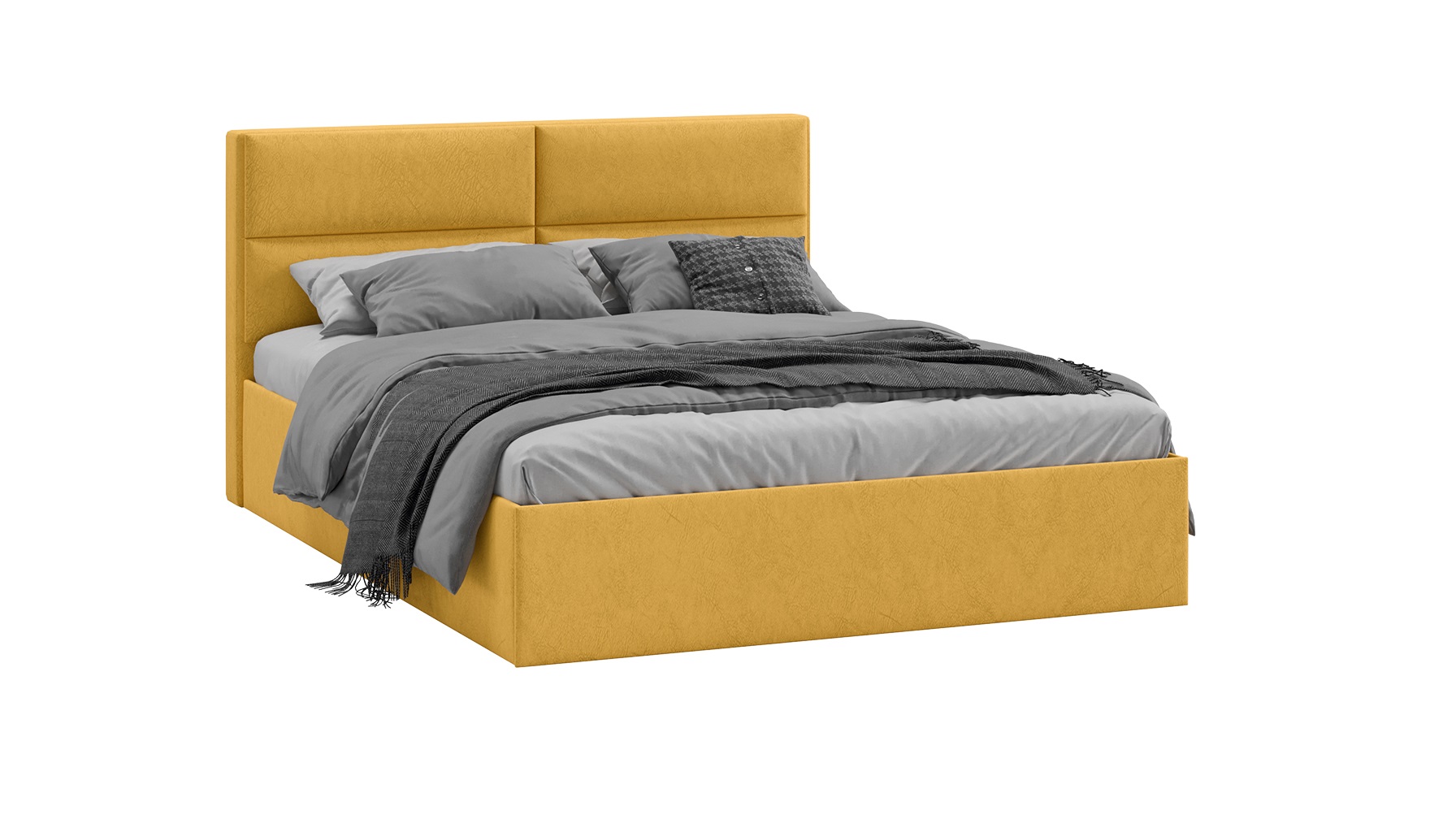 Кровать без ПМ «Глосс» Тип 1 (без подъемного механизма) (Микровелюр Wellmart Yellow)