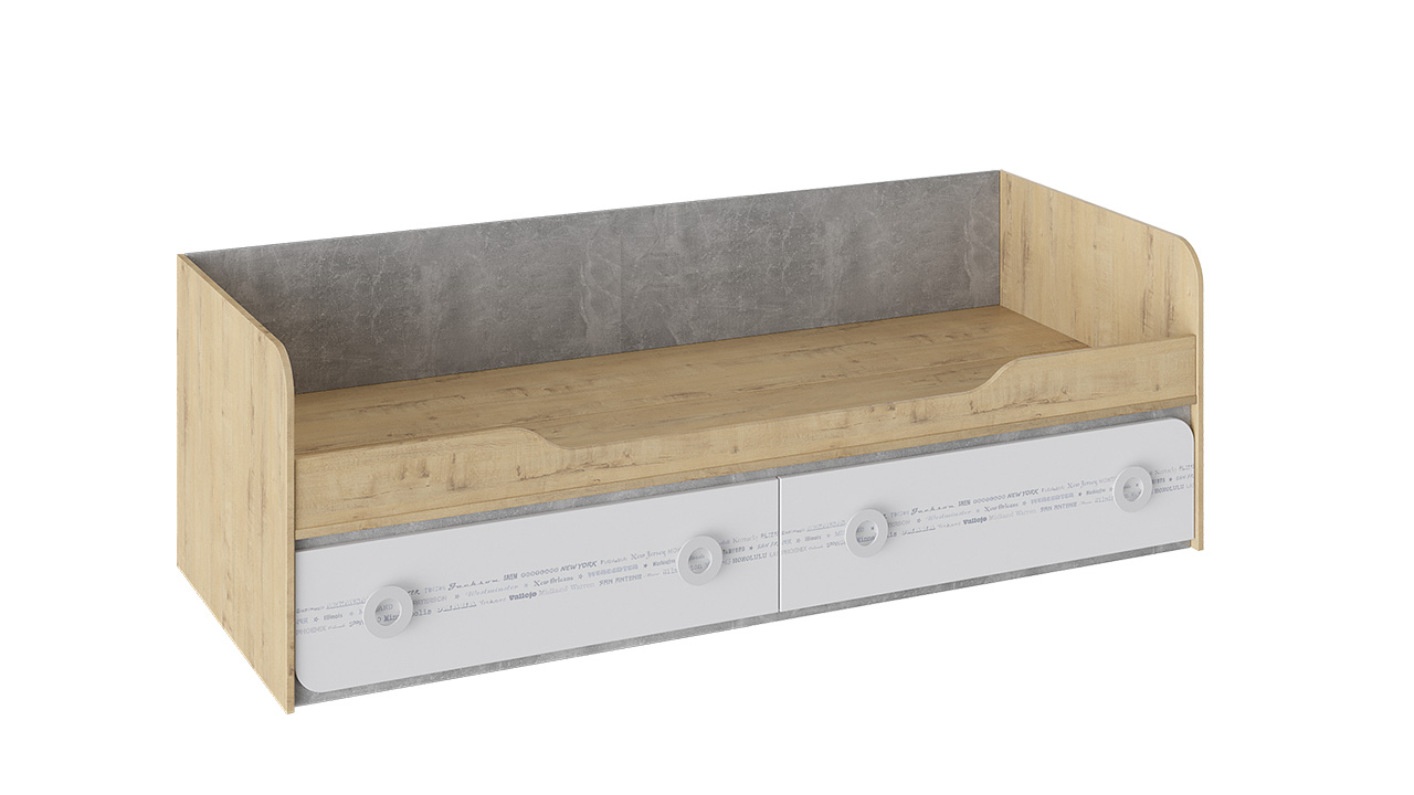 Кровать с 2 ящиками «Мегаполис» (Бунратти/Белый с рисунком)