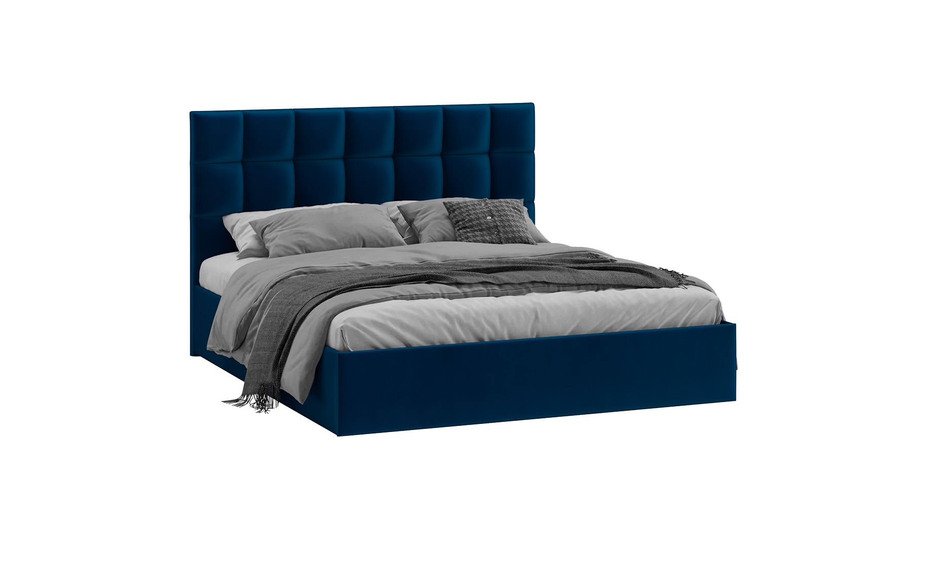 Кровать без ПМ «Эмбер» (без подъемного механизма) Велюр Confetti Blue