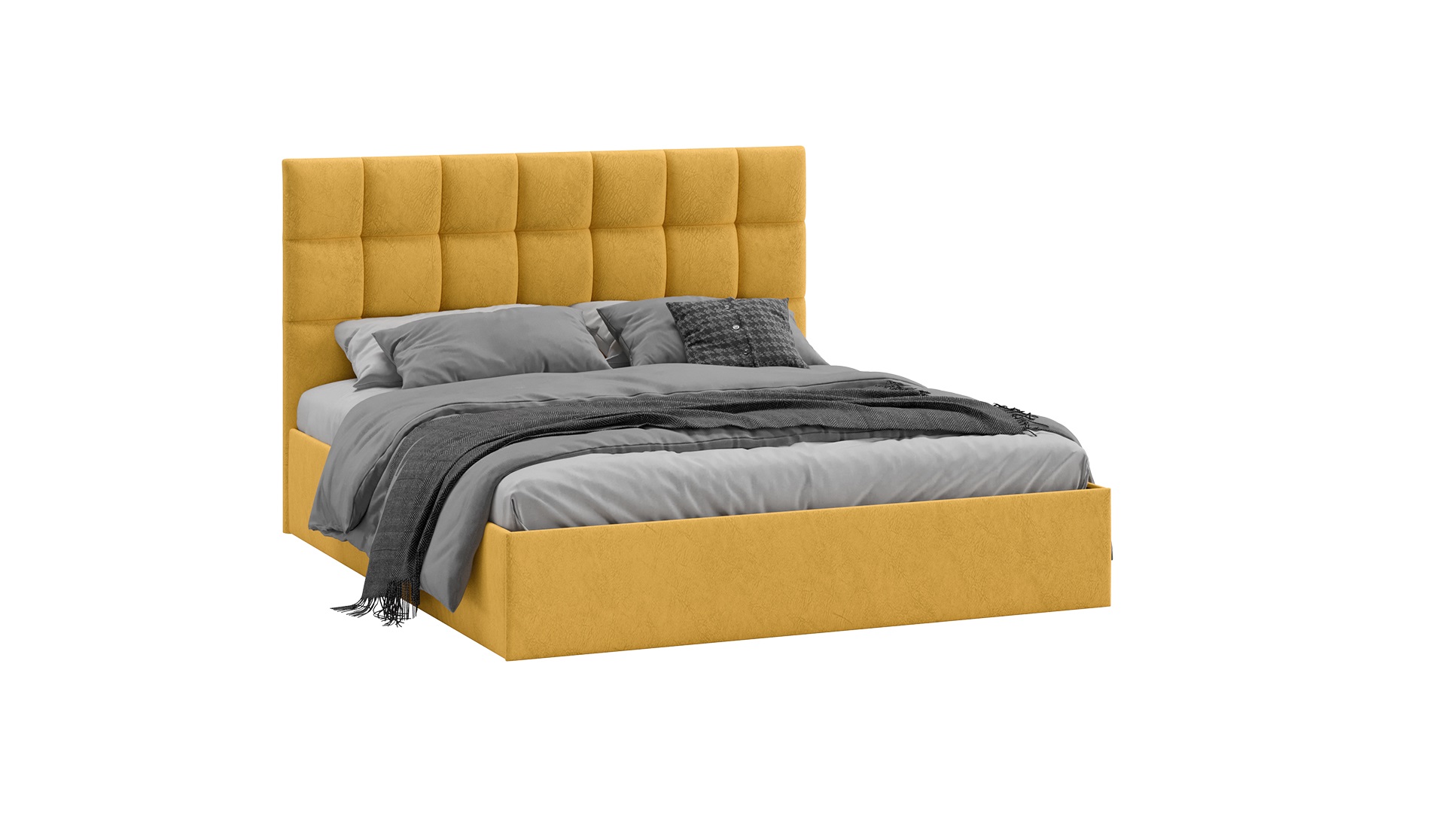 Кровать без ПМ «Эмбер» (без подъемного механизма) Микровелюр Wellmart Yellow