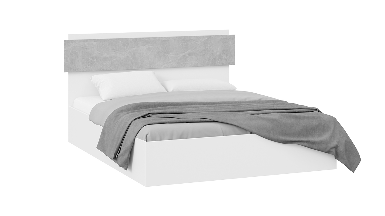 Кровать без ПМ «Нео» Тип 1 (без подъемного механизма) (Белый/Ателье светлый)