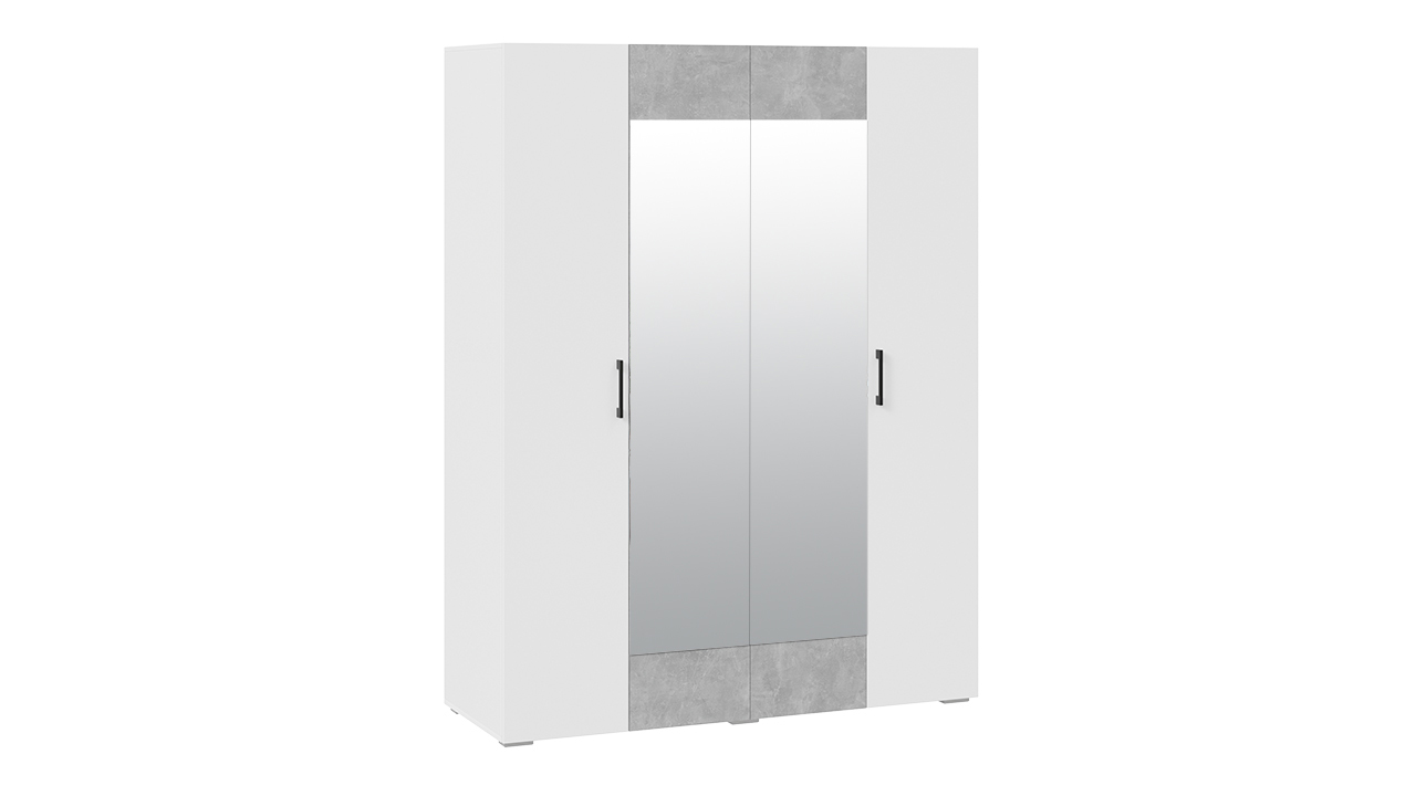 Шкаф для одежды 4-х дверный с зеркалом «Нео» (Белый, Ателье светлый)