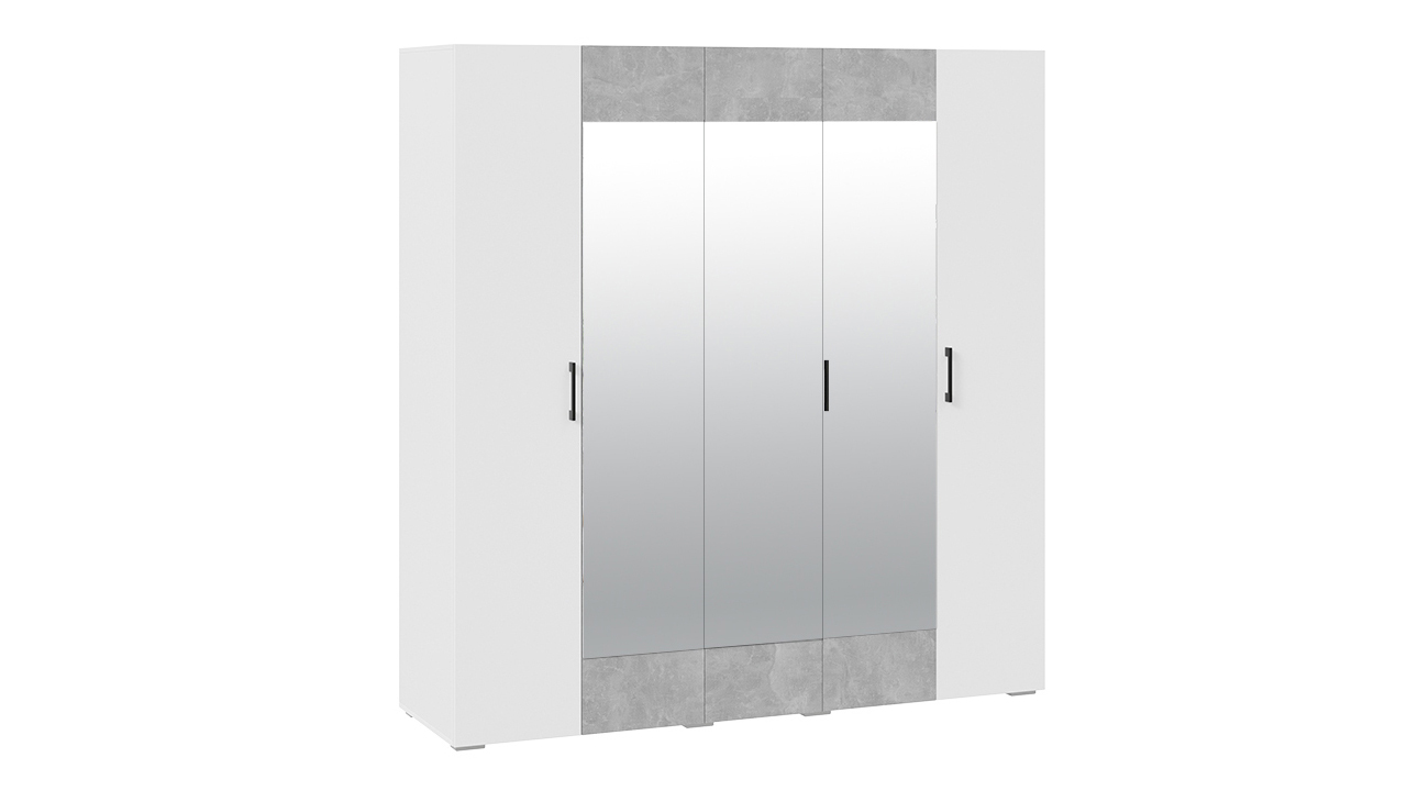 Шкаф для одежды 5-ти дверный с зеркалом «Нео» (Белый, Ателье светлый)