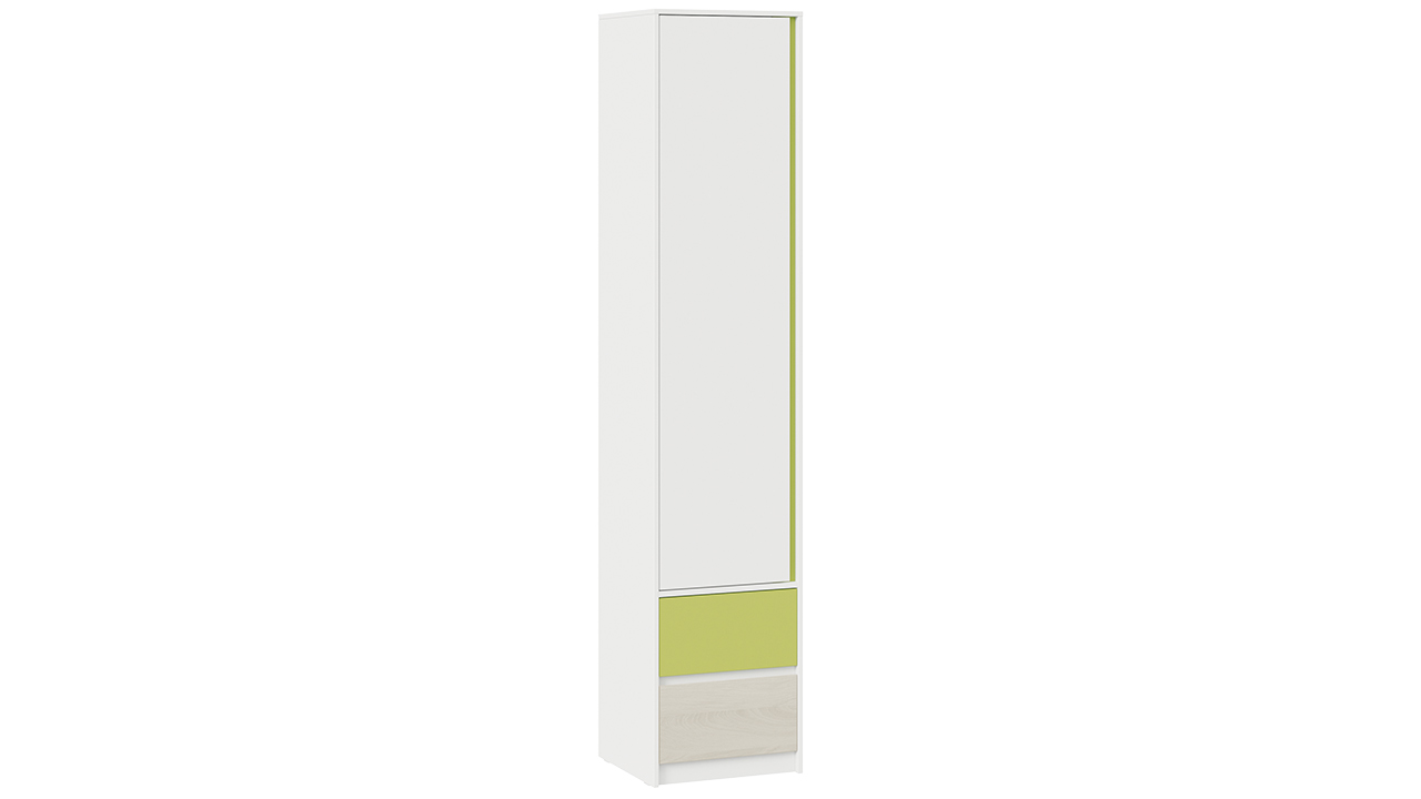 Шкаф для белья комбинированный «Сканди» (Дуб Гарден/Белая/Зеленый)
