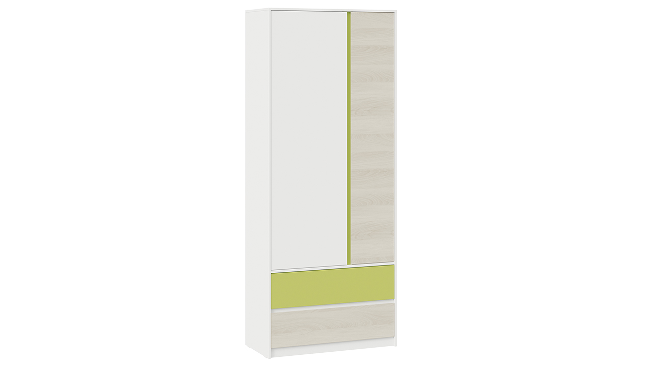 Шкаф для одежды комбинированный «Сканди» (Дуб Гарден/Белая/Зеленый)