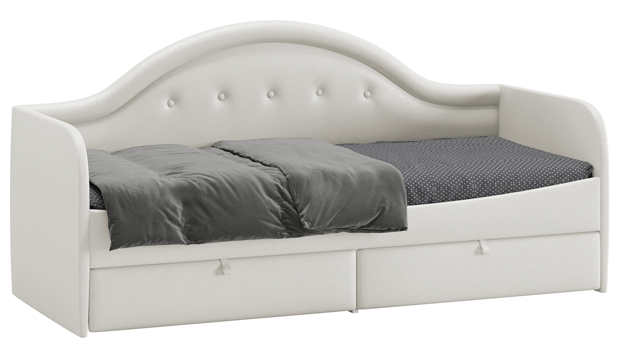 Кровать «Адель» с мягкой спинкой тип 1 (800) (Крем)
