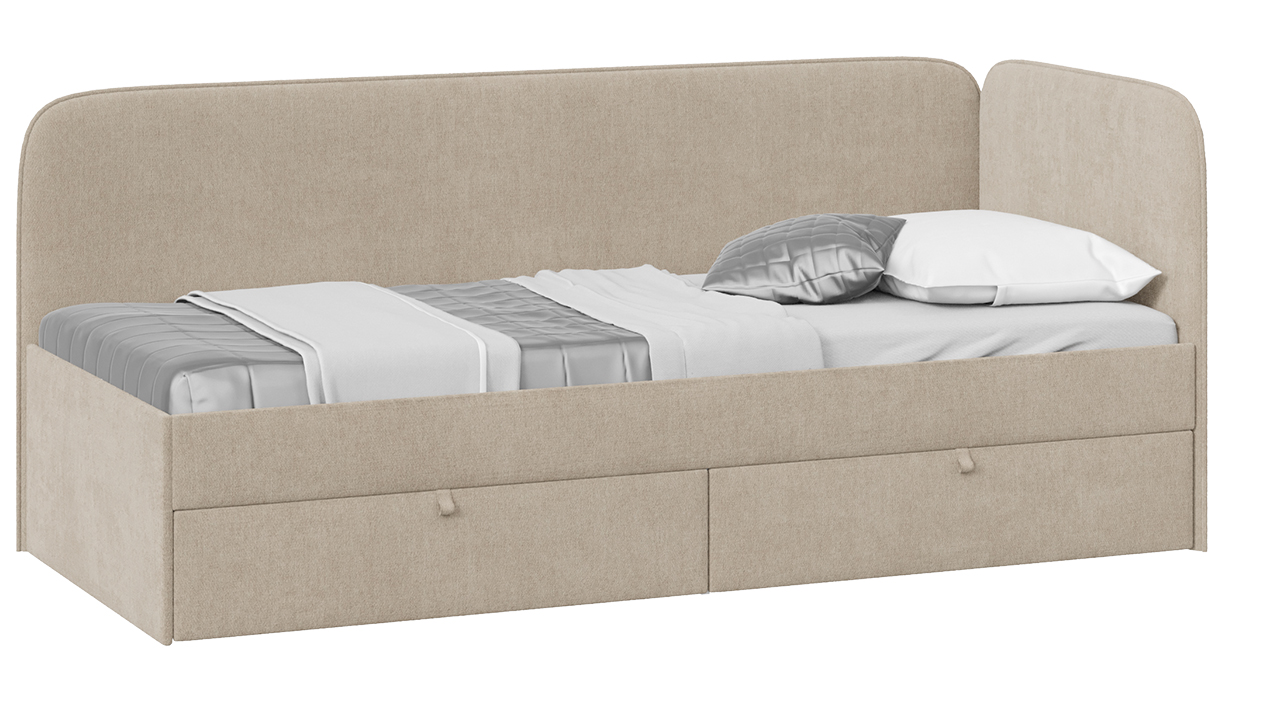 Кровать «Молли» с мягкой обивкой тип 1 (800) (Микровелюр Scandi Cream 03)