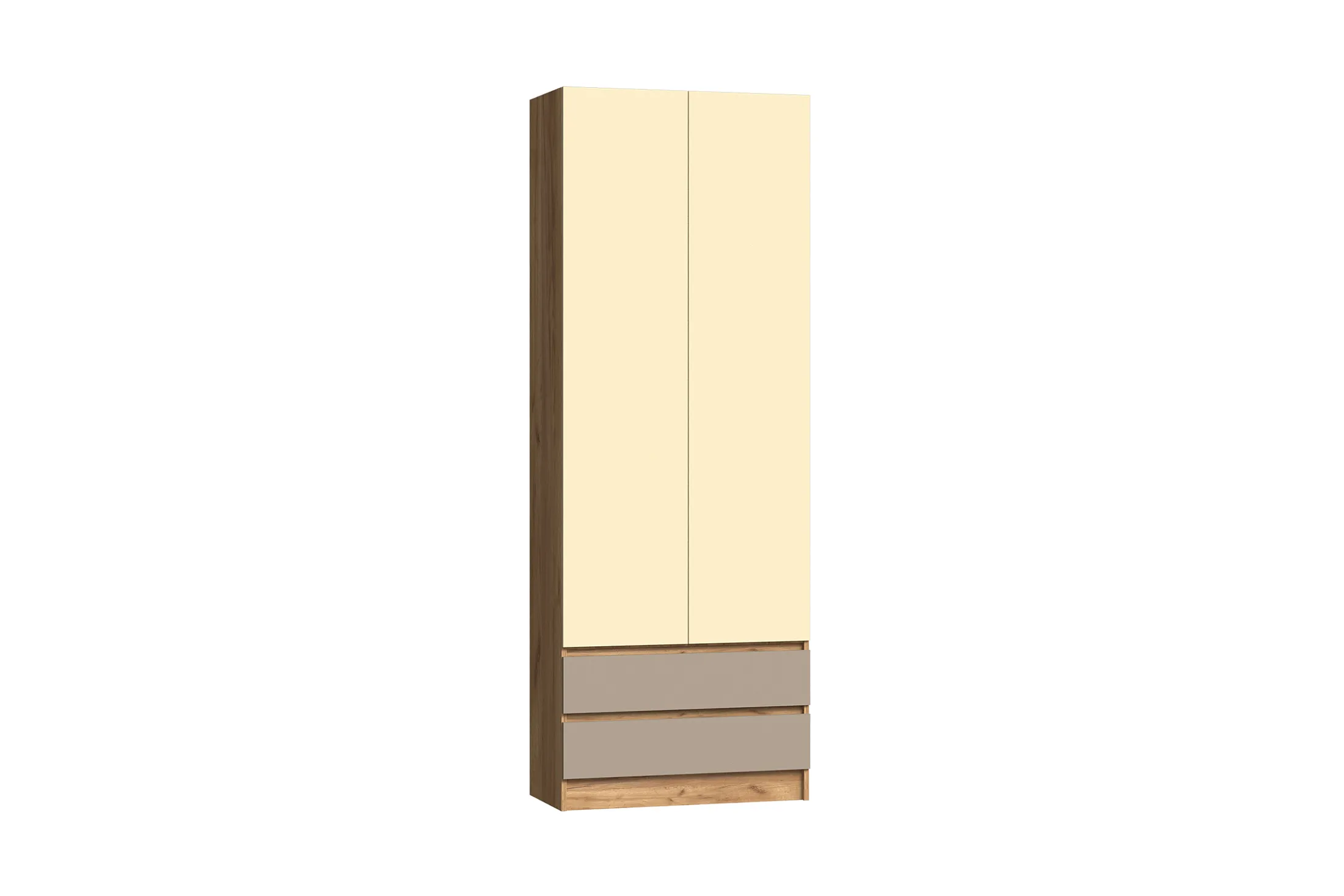 Шкаф 2-х дверный Челси Color (слоновая кость / глиняный серый / дуб крафт)