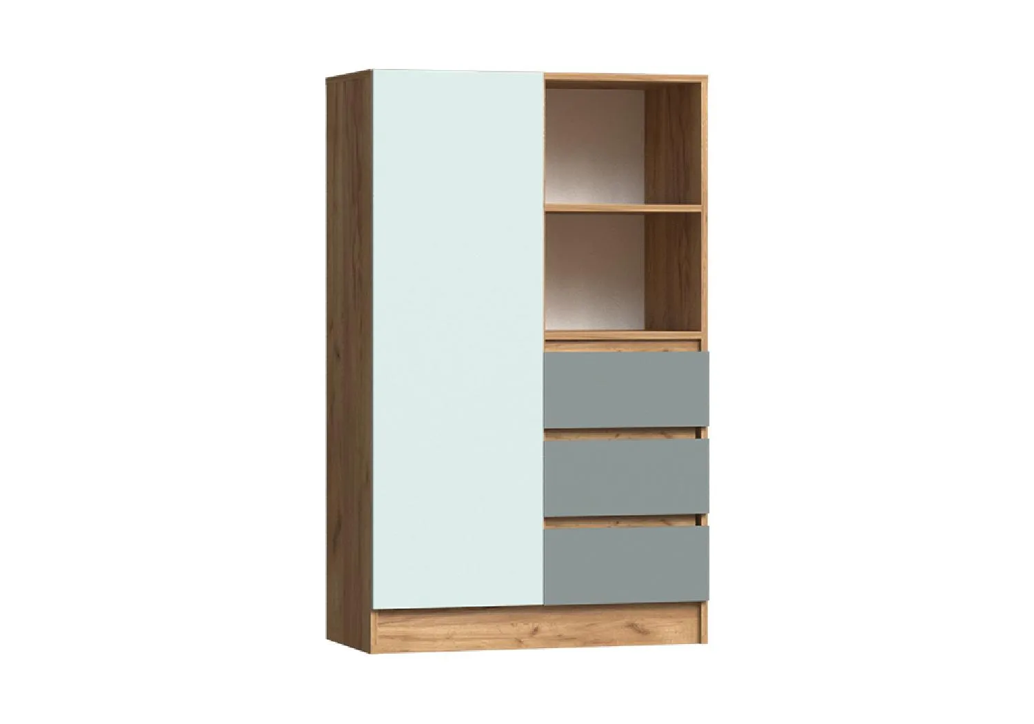 Шкаф комбинированный Челси Color (мята / сумеречный голубой / дуб крафт)
