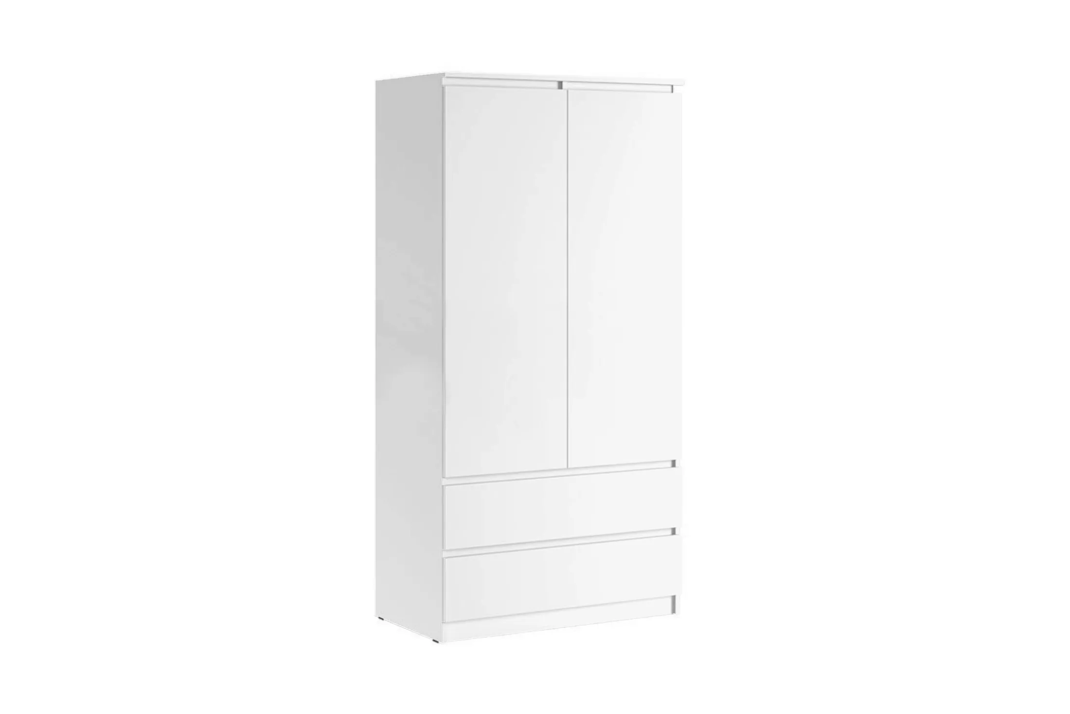 Шкаф 2-х створчатый комбинированный Челси (Белый/Белый глянец)