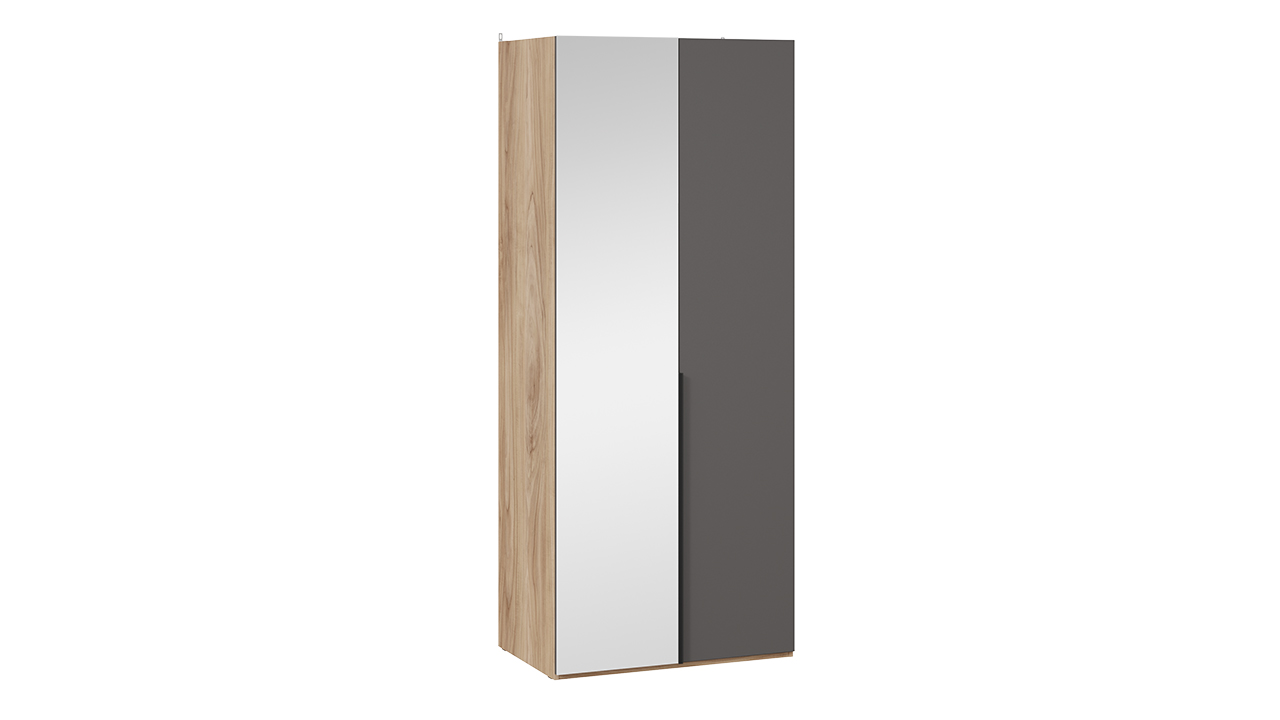 Шкаф для одежды (580) с 1 глухой и 1 зеркальной дверями «Порто» (Яблоня Беллуно/Графит софт)