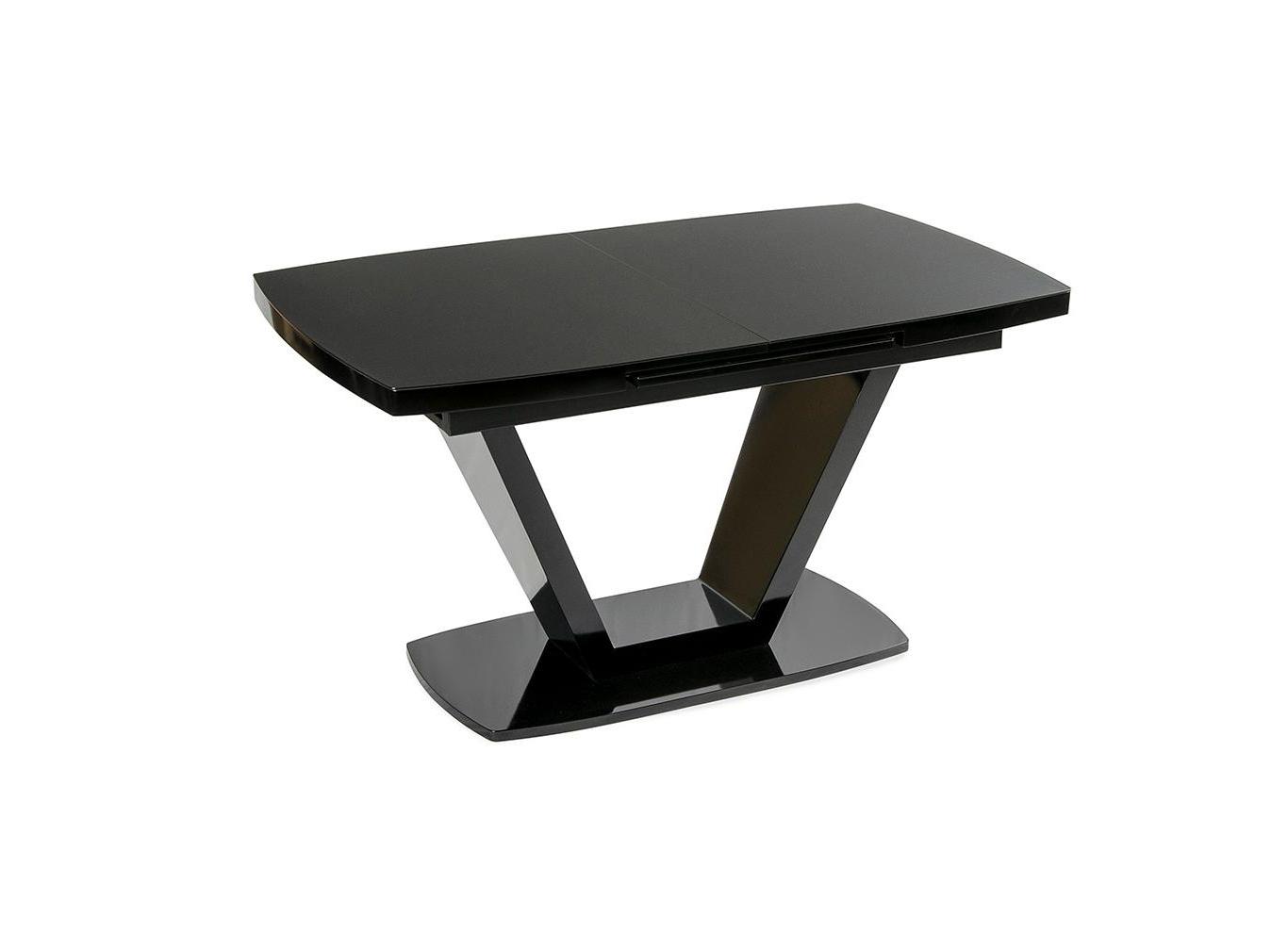 Стол обеденный «Вега 160» (Черная/Черное стекло)
