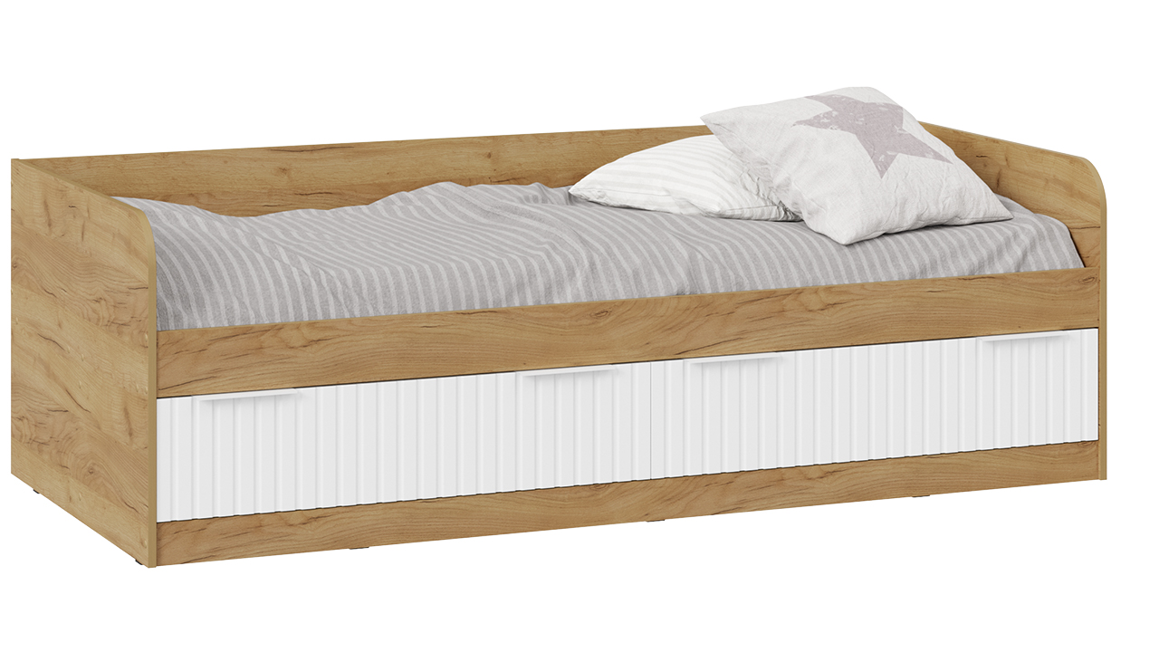Кровать комбинированная «Хилтон» (900) Тип 1 (Дуб Крафт Золотой/Белый матовый)