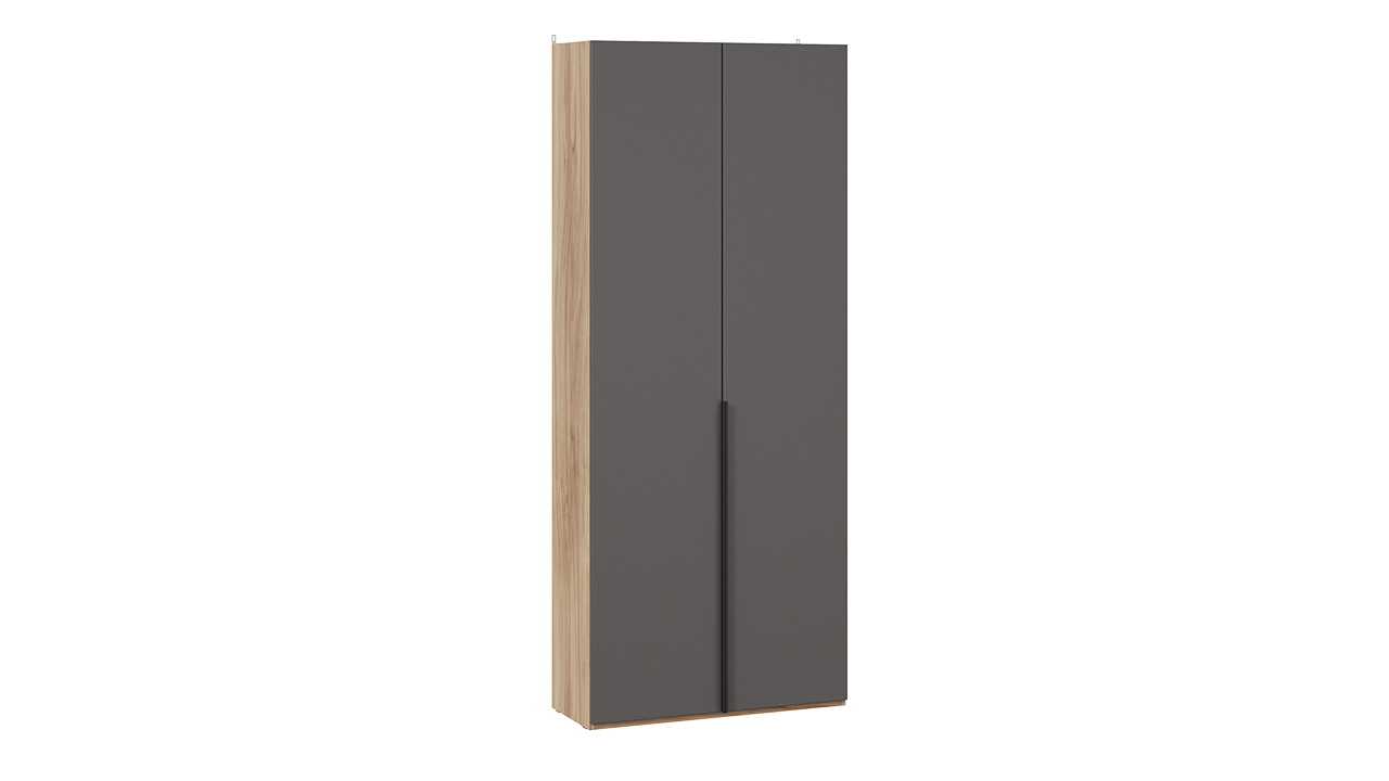 Шкаф для одежды (366) с 2 глухими дверями «Порто» (Яблоня Беллуно/Графит софт)