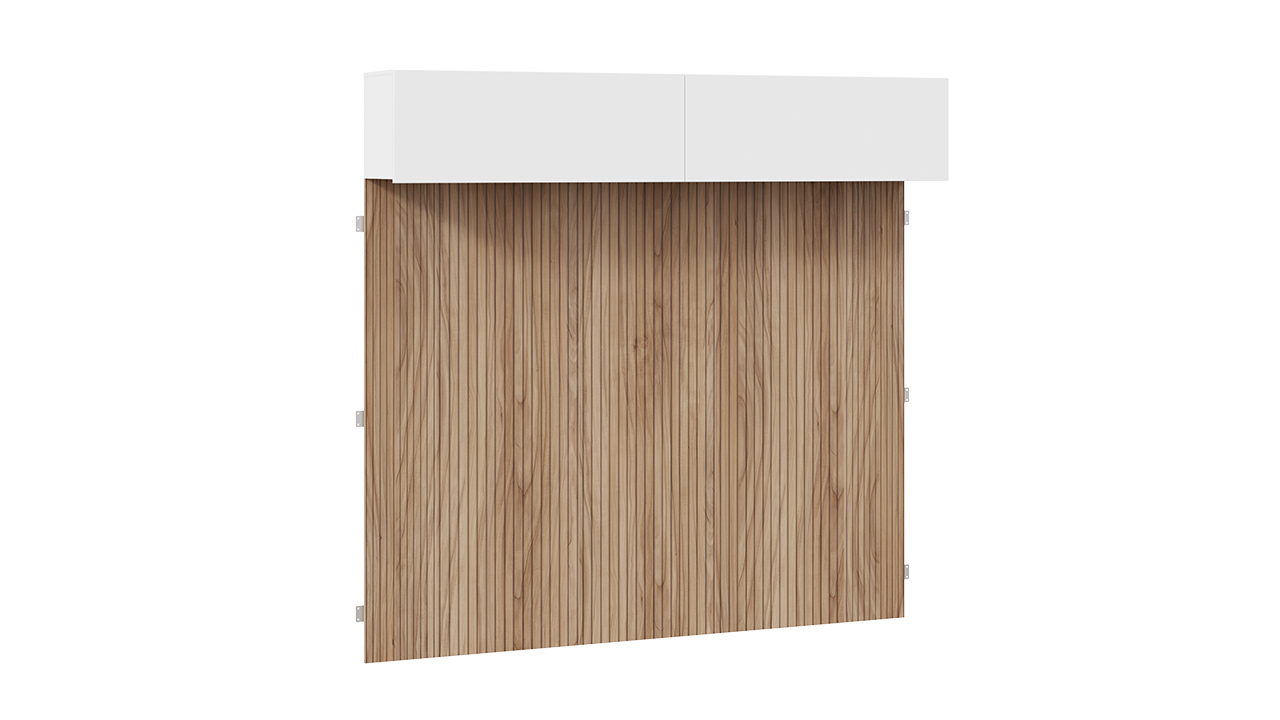 Шкаф навесной (366) с декоративными панелями «Порто» (Белый жемчуг/Яблоня беллуно/Белый софт)