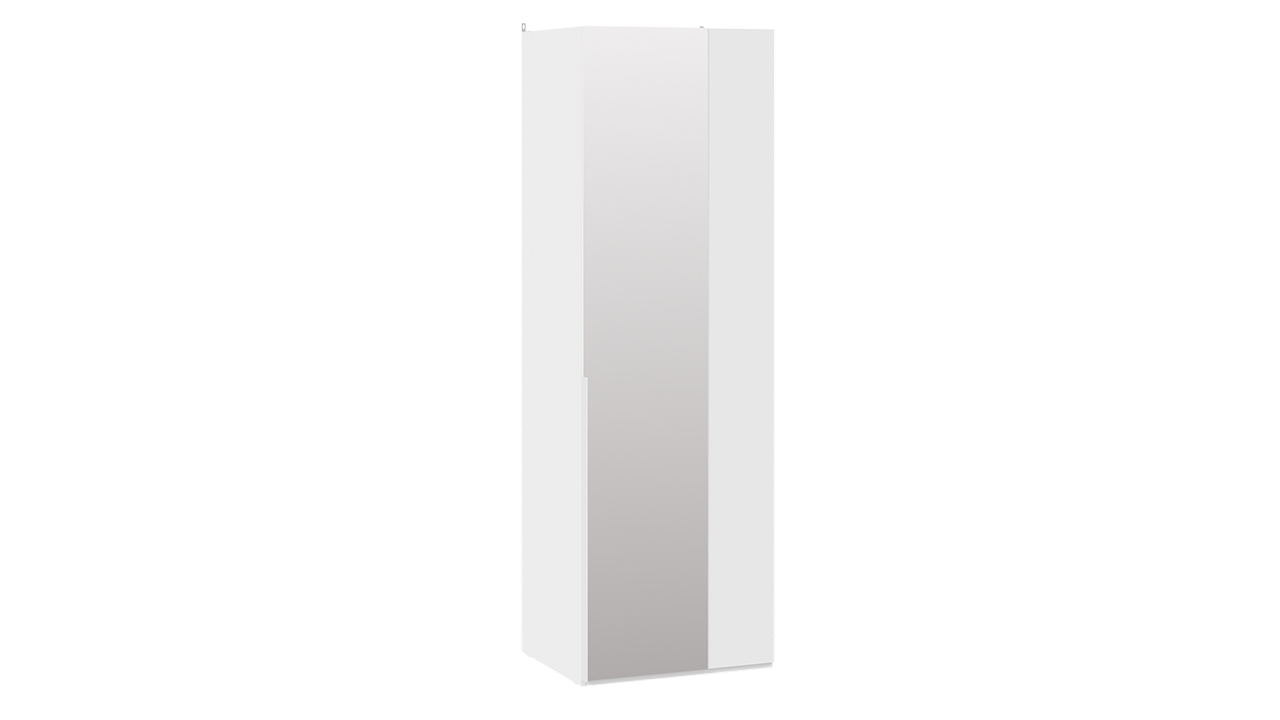 Шкаф угловой (580) с 1 зеркальной дверью «Порто» (Белый жемчуг/Белый жемчуг)