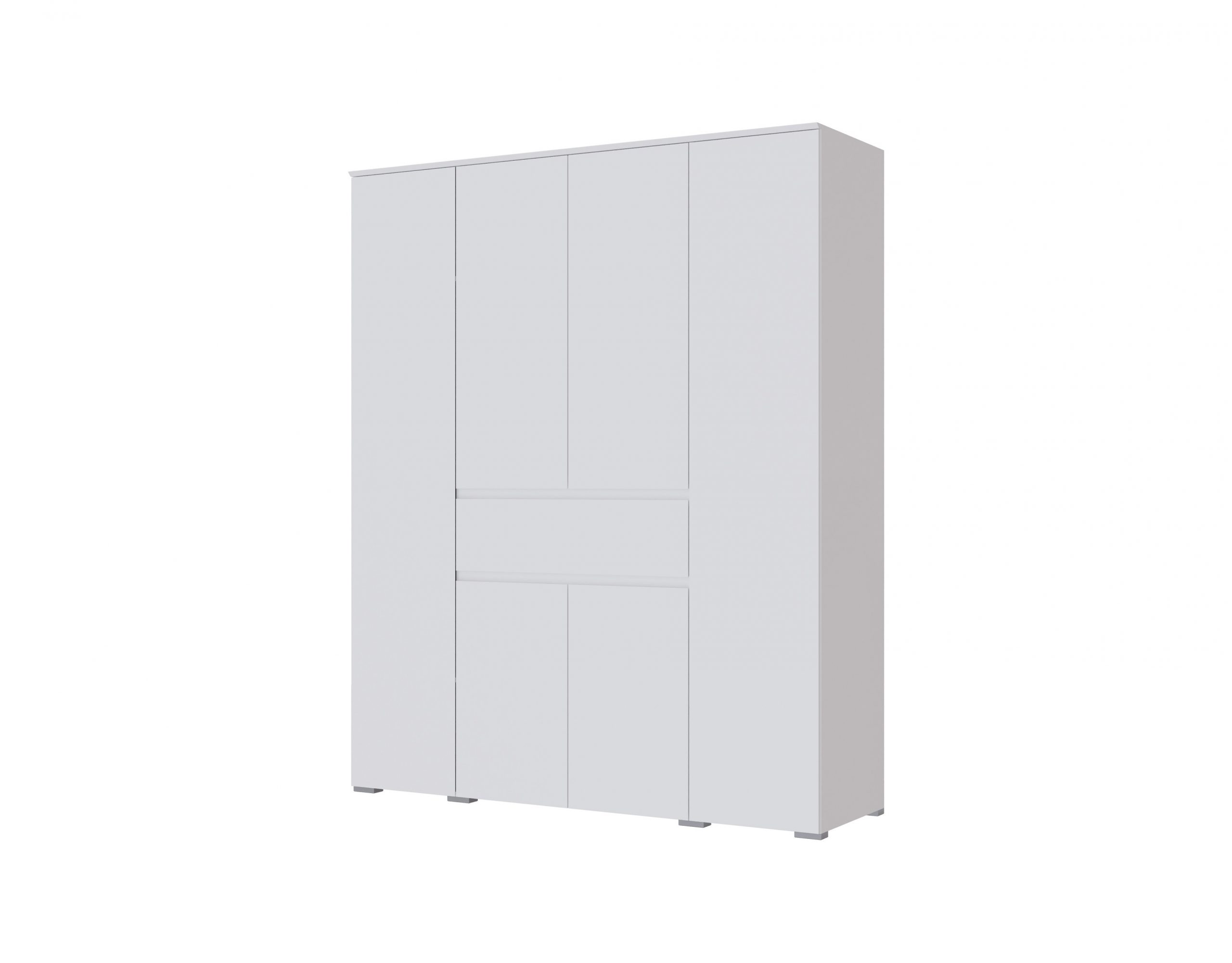 Шкаф 4-х створчатый Плейона (Белый с тиснением «Древесные поры»)