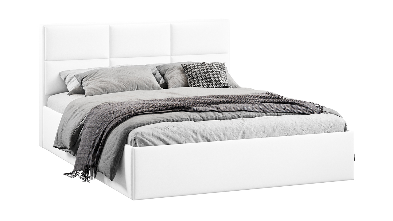 Кровать с ПМ «Стелла» Тип 1 (с подъемным механизмом) Экокожа белая Polo