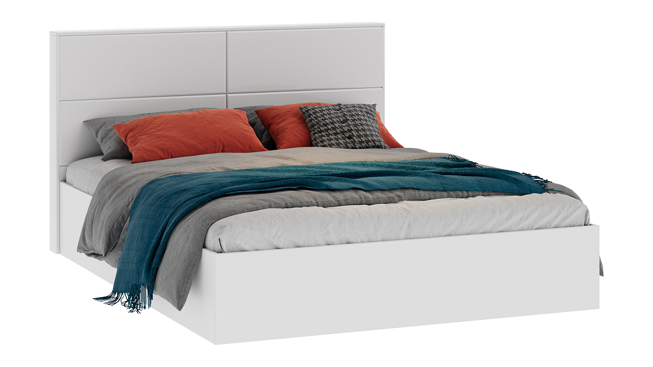 Кровать с ПМ «Тесса» Тип 2 (с подъемным механизмом) и заглушиной (Белый Жемчуг, Белый глянец)