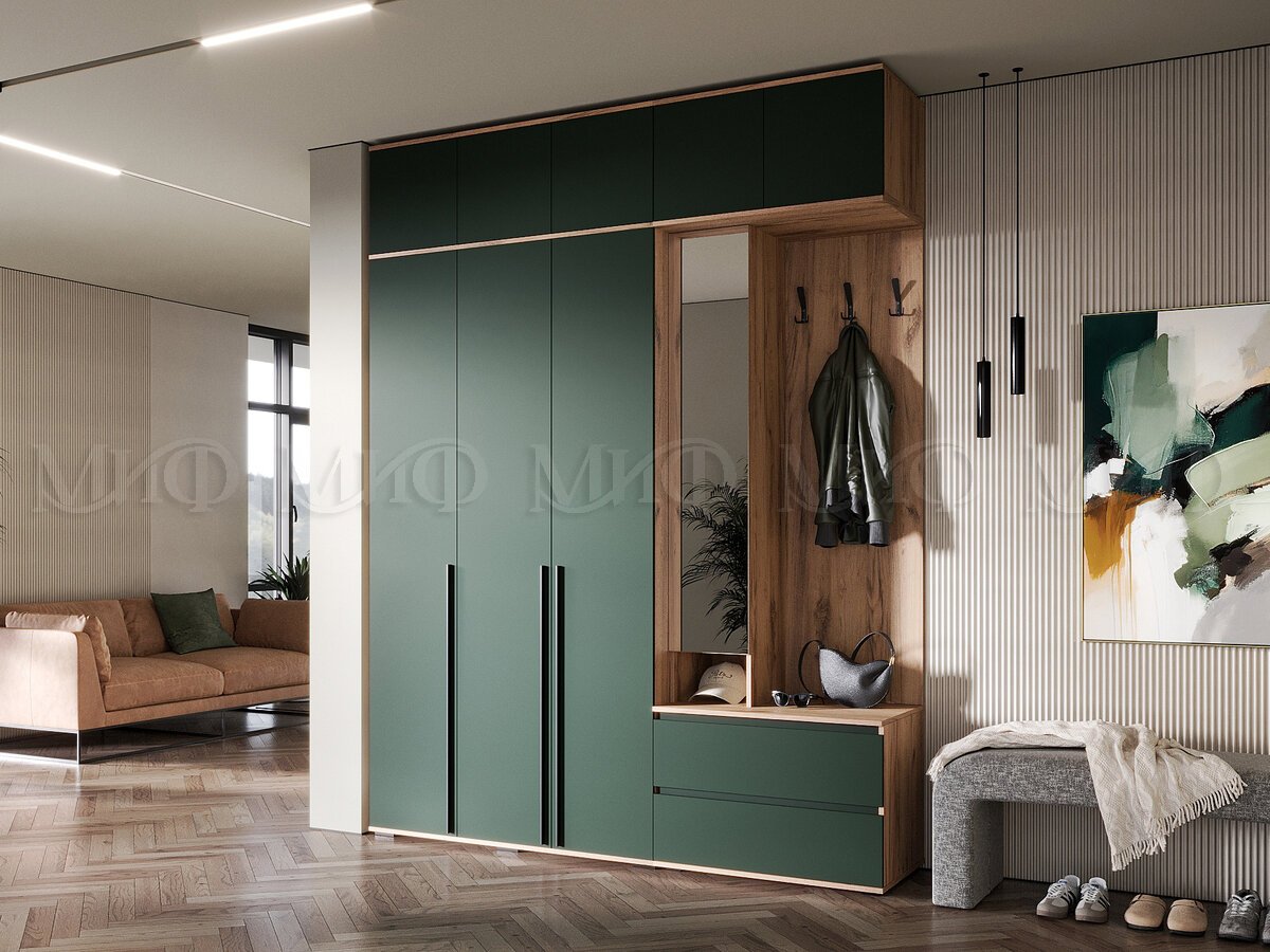 Модульная прихожая Норд (Изумруд/Дуб крафт золотой)