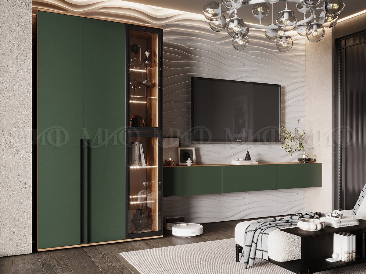 Модульная гостиная Норд (Изумруд/Дуб крафт золотой)