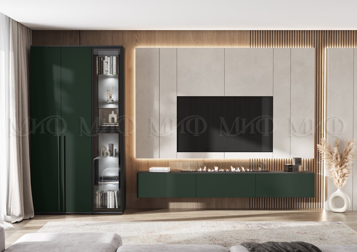 Модульная гостиная Норд (Изумруд/Графит)