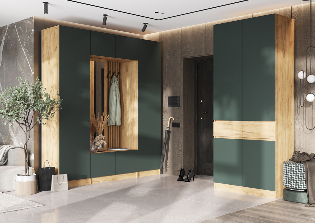 Модульная прихожая Роджина (Изумруд/Дуб крафт золотой)