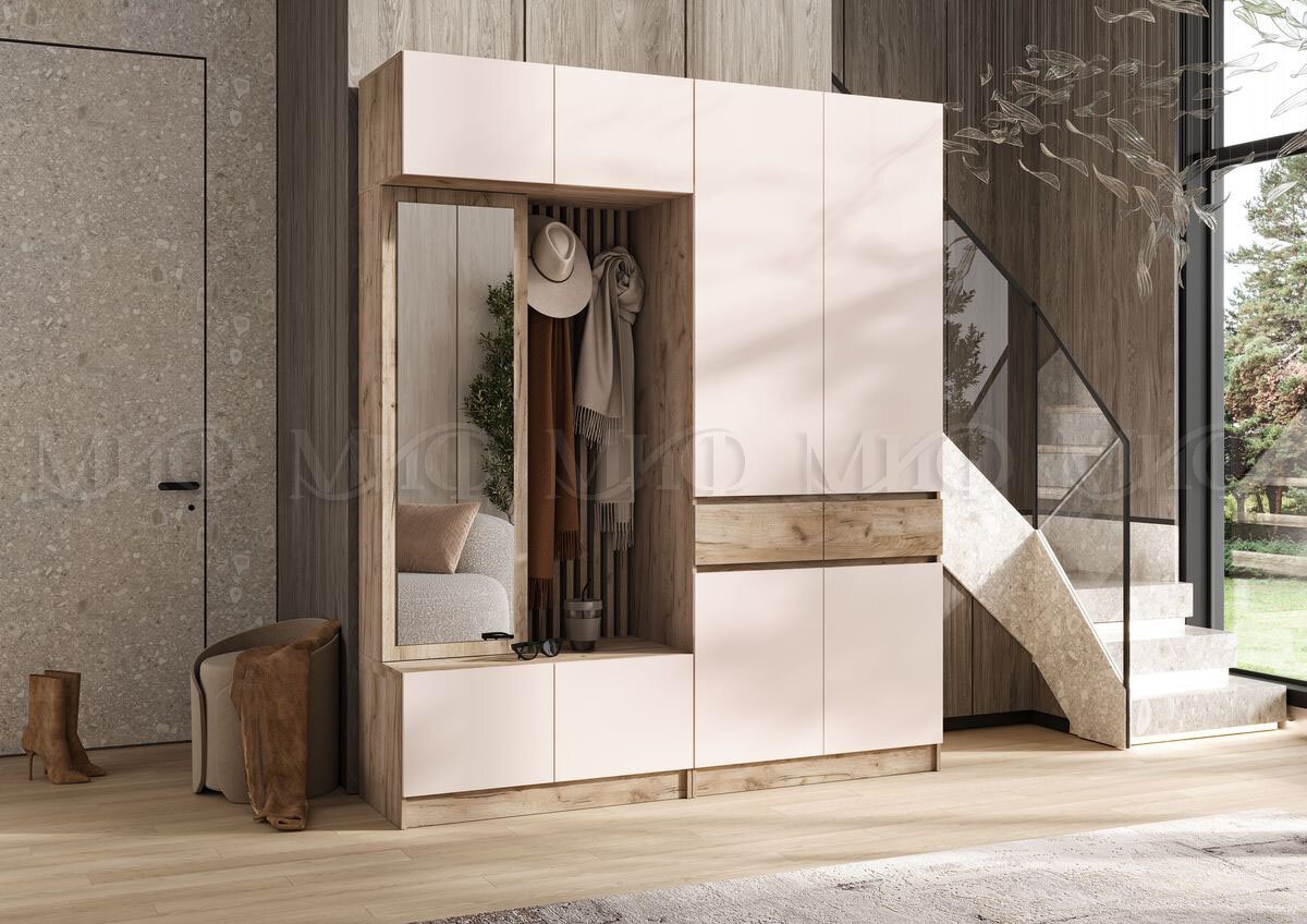 Модульная прихожая Роджина (Кашемир, Дуб Крафт серый)