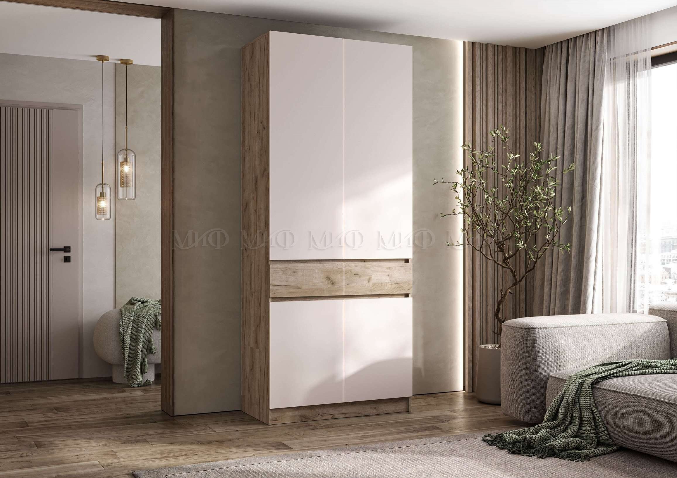 Шкаф Роджина (Кашемир, Дуб Крафт серый)