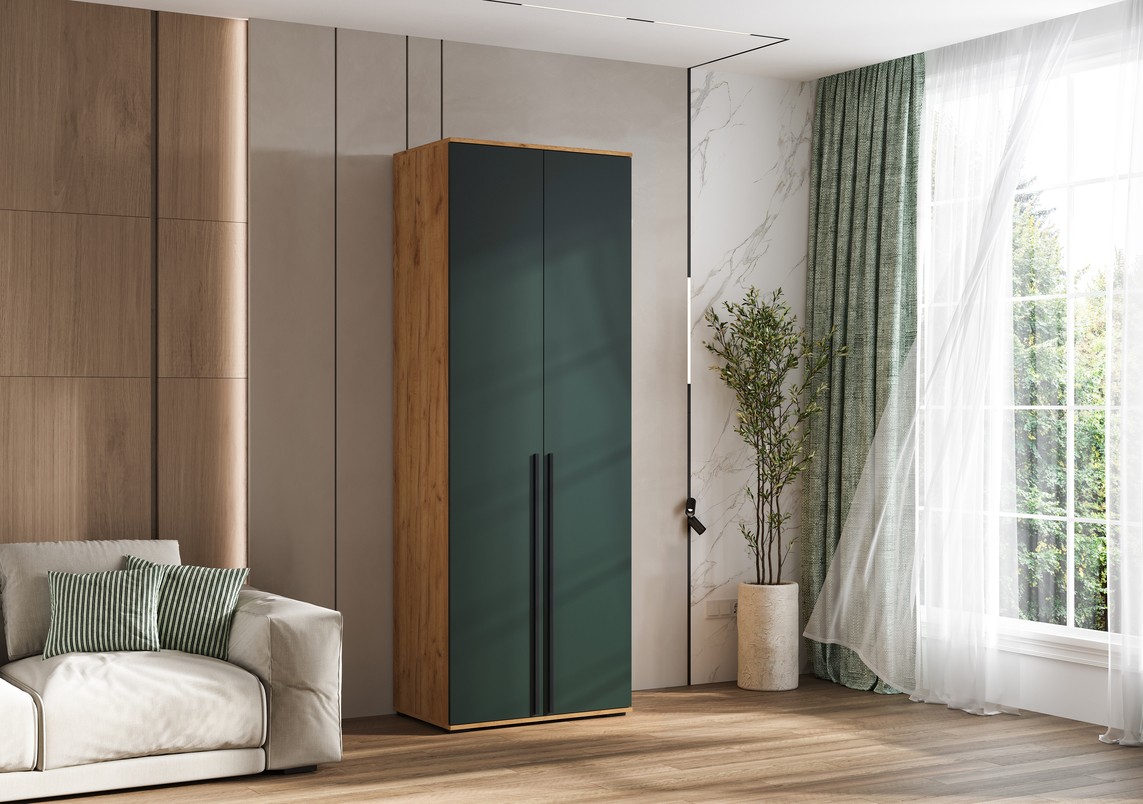 Шкаф 2-х ств. Норд (Изумруд/Дуб крафт золотой)