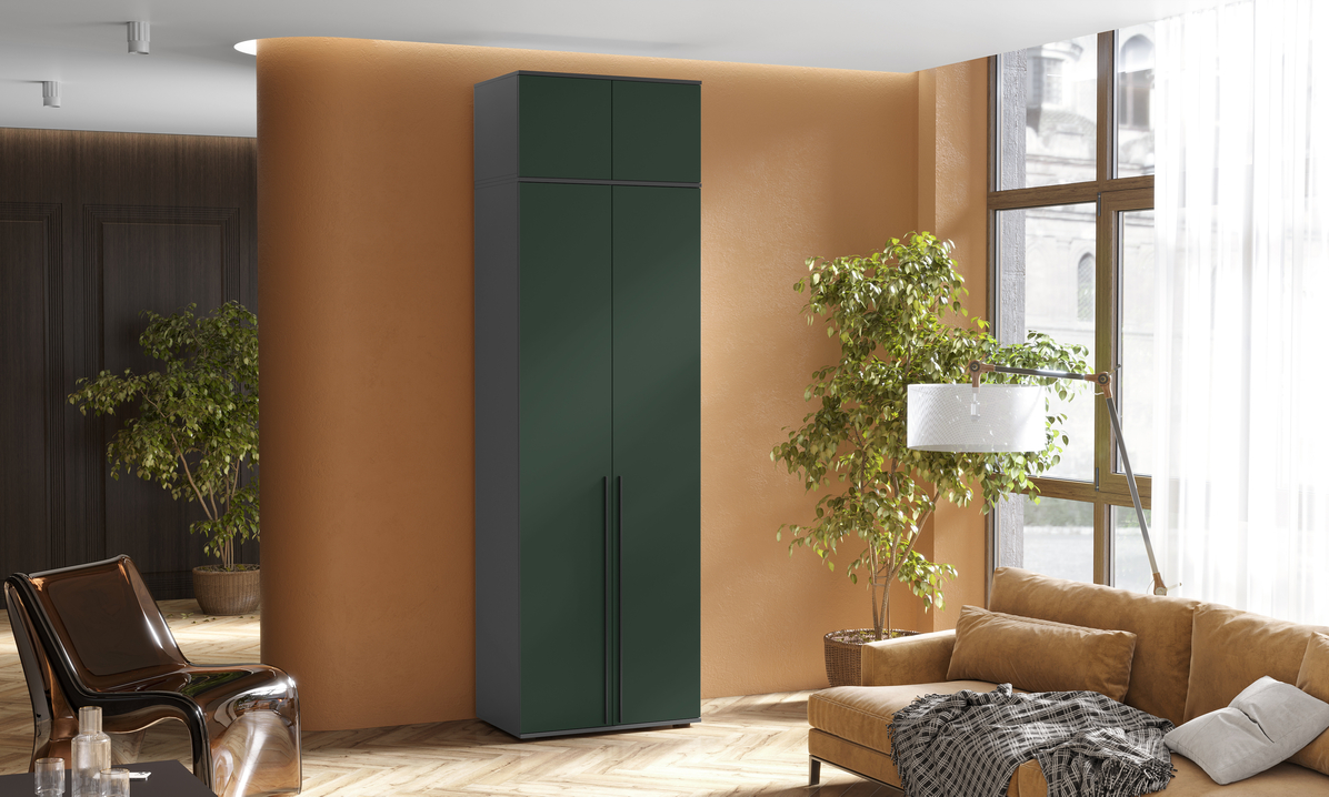 Шкаф 2-х ств. Норд + антресоль (Изумруд/Графит)