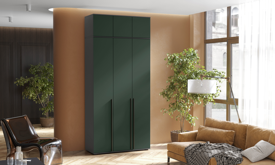 Шкаф 3-х ств. Норд + антресоль (Изумруд/Графит)