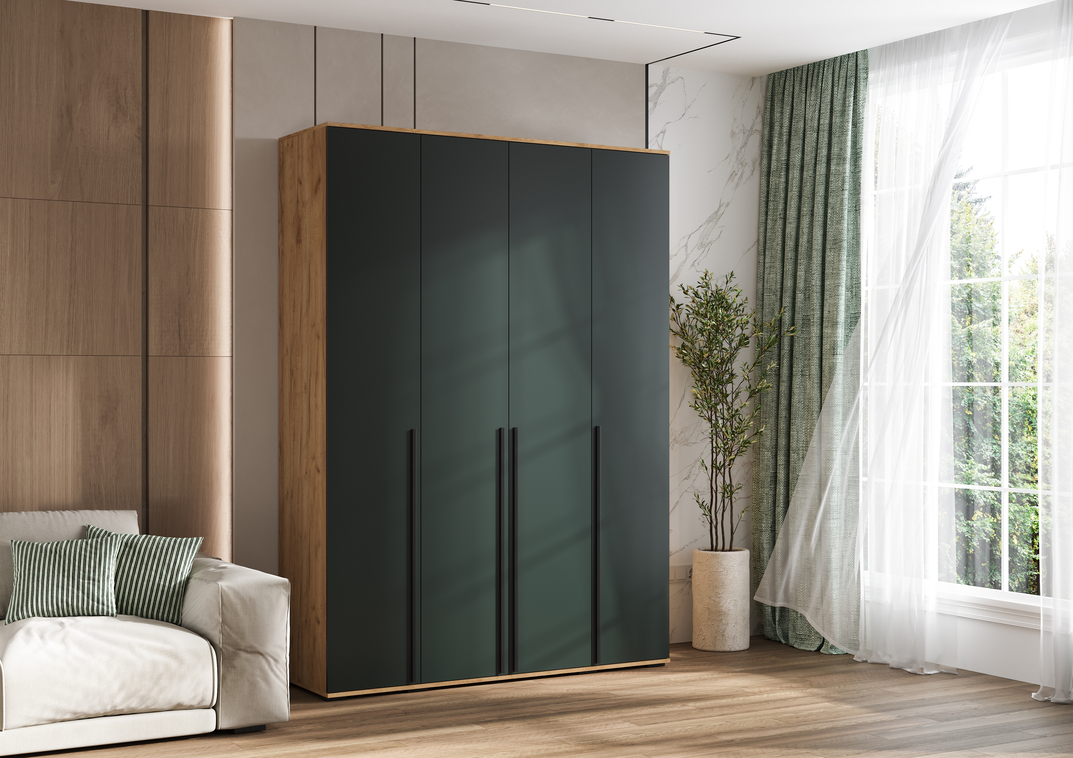 Шкаф 4-х ств. Норд (Изумруд/Дуб крафт золотой)