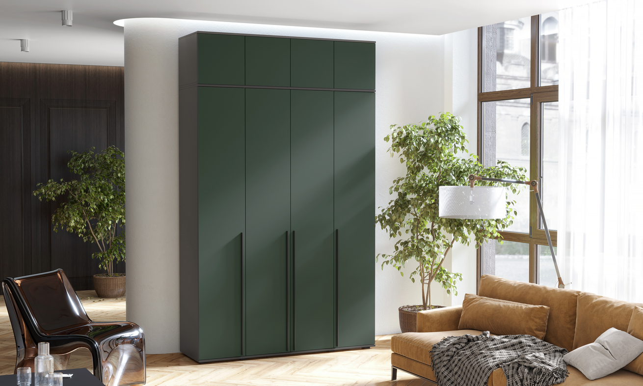 Шкаф 4-х ств. Норд + антресоль (Изумруд/Графит)