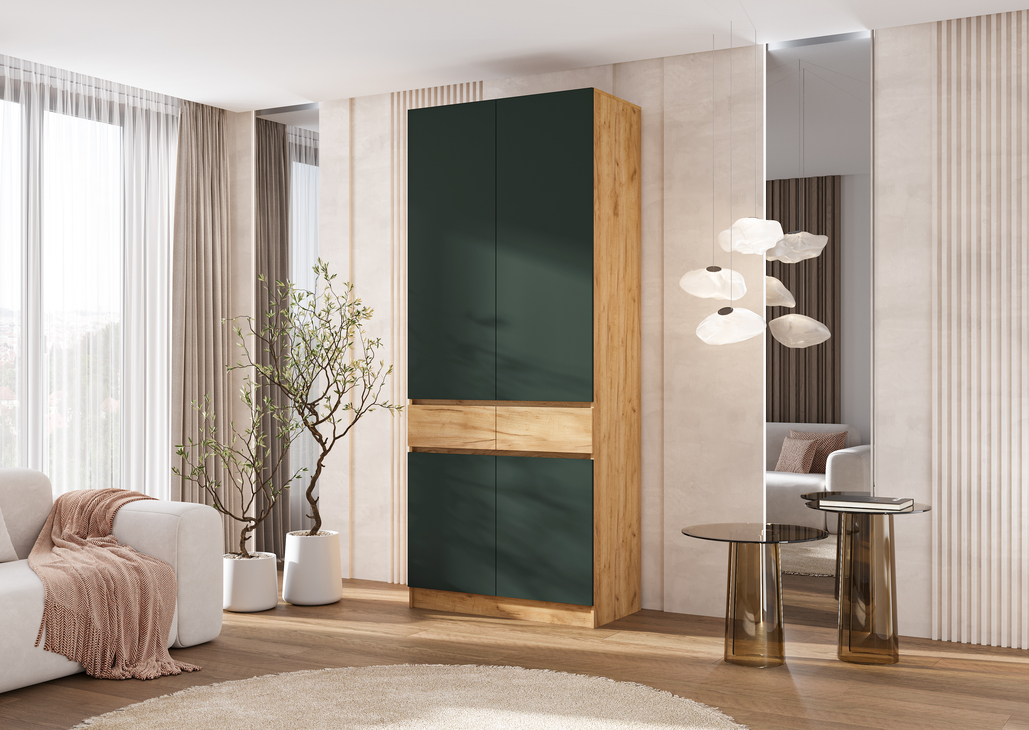 Шкаф Роджина (Изумруд/Дуб крафт золотой)